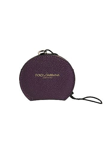 Dolce & Gabbana Basic Purple Calfskin Leather Round Logo Hand Mirror Women's Holder (view 1)