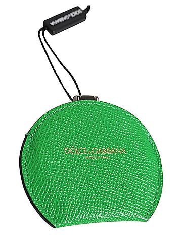 Dolce & Gabbana Basic Green Calfskin Leather Round Logo Hand Mirror Women's Holder (view 2)