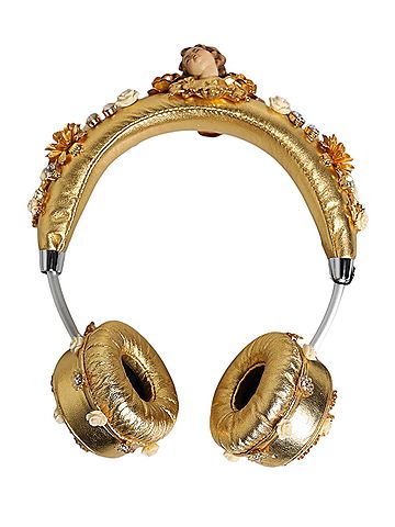 Dolce & Gabbana Basic Gold Leather Floral Crystal Angel Headset Women's Headphones (view 2)