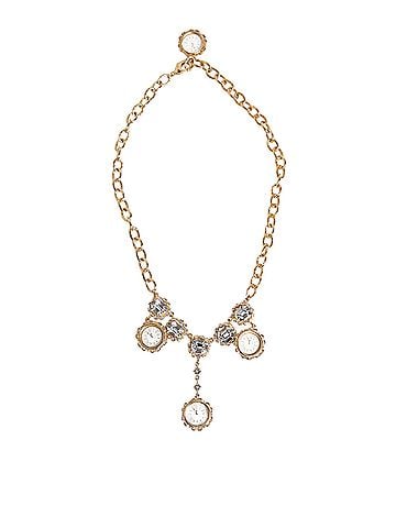 Dolce & Gabbana Basic Gold Crystal Clock Pendant Statement Jewelry Women's Necklace (view 1)