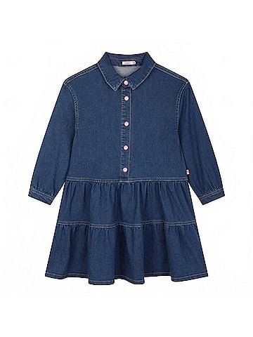 Billie Blush Long Sleeve Flounced Denim Dress (view 1)