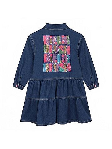 Billie Blush Long Sleeve Flounced Denim Dress (view 2)