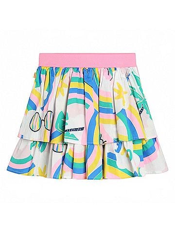 Billie Blush Girls Allover Rainbow Print Percale Skirt (view 2)