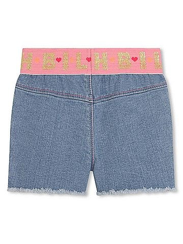 Billie Blush Baby Girls Denim Shorts With Elastic Logo Waist (view 2)