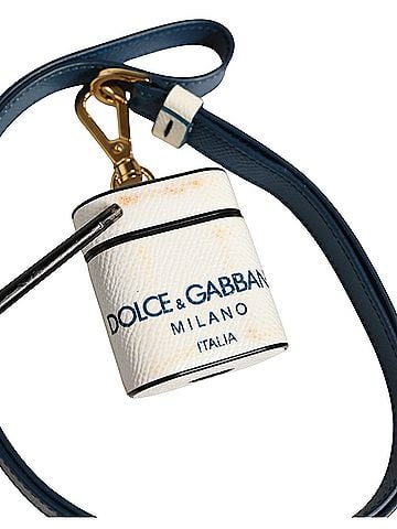 Dolce & Gabbana Basic White Calf Leather Logo Flip Holder Strap Airpods Women's Case (view 2)