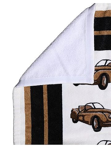 Dolce & Gabbana Basic Towel White Cotton Car Graphic Print 115cm x 180cm Women's Beach (view 2)