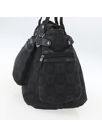 Salvatore Ferragamo Gancini Tote Nylon Black Nylon Tote Bag Bag (view 2)