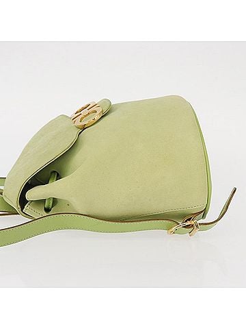 Salvatore Ferragamo Gancini Backpack Suede Green Suede Backpack Bag (view 2)