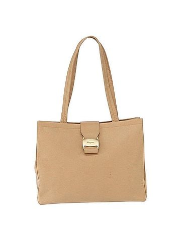 Salvatore Ferragamo Vala Tote Leather Beige Leather Tote Bag Bag (view 1)