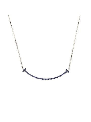 Tiffany & Co. Excellent condition Tiffany T Smile small necklace in 18K white gold with sapphire and 750 gold. Item number 1416. (view 1)