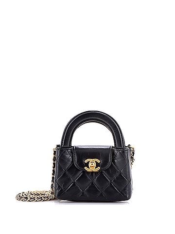 Chanel Kelly Top Handle Shopping Bag Quilted Shiny Aged Calfskin Nano (view 1)