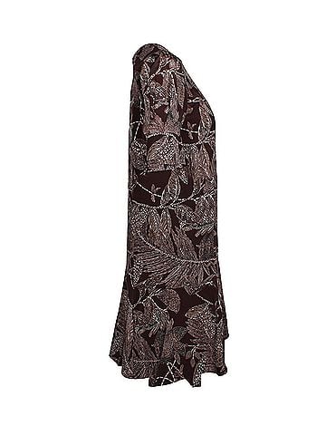 Chloé Chloe Flared Skirt Floral Dress in Brown Silk (view 2)