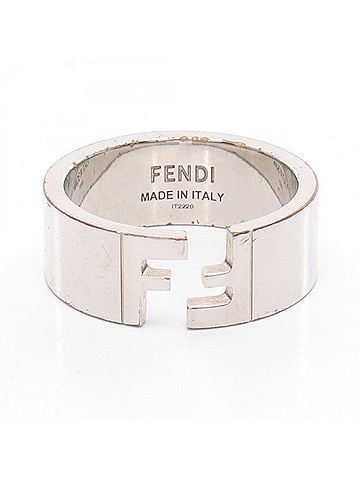 Fendi Fendi FF logo ring in stainless steel, silver, for women, 7AJ193 (view 1)