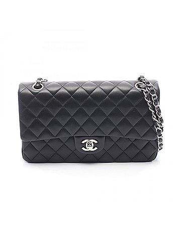 Chanel CHANEL Matelasse Double Flap Shoulder Bag in Lambskin Leather, Black (view 1)
