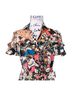 Just Cavalli Floral Animal Print Graphic Multi Color Short Sleeve Blouse Size XS - photo 2