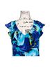 Trina Turk Floral Blue Multi Color Short Sleeve Blouse Size S - photo 2