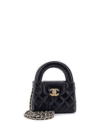 Chanel Kelly Top Handle Shopping Bag Quilted Shiny Aged Calfskin Nano (view 1)