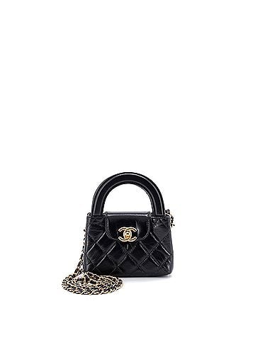 Chanel Kelly Top Handle Shopping Bag Quilted Shiny Aged Calfskin Nano (view 1)