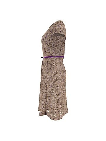 Max Mara  Max Mara Belted Lace Midi Dress in Brown Polyester (view 2)