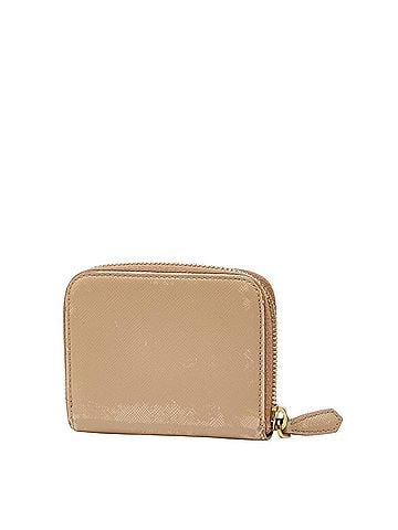 Prada Prada Triangle Logo Plate Wallet/Coin Case, Business Card Case/Card Coin Purse 1M0268, Beige Saffiano Leather, Women's, PRADA (view 2)