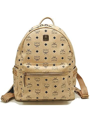 MCM MCM Visetos Stark Side Stud Backpack MMK7AVE99IG001, Beige Leather, Women's, 253557 (view 1)