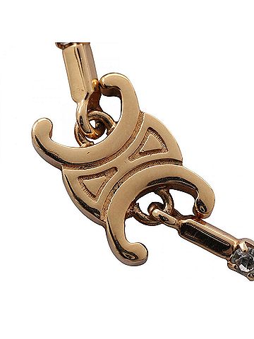 Céline Celine Triomphe Sparkle Necklace with Gold-Plated Rhinestones, Women's, Gold and Clear (view 2)
