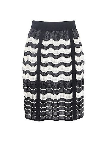 Missoni M Missoni Chevron Midi Skirt in Black Viscose (view 1)