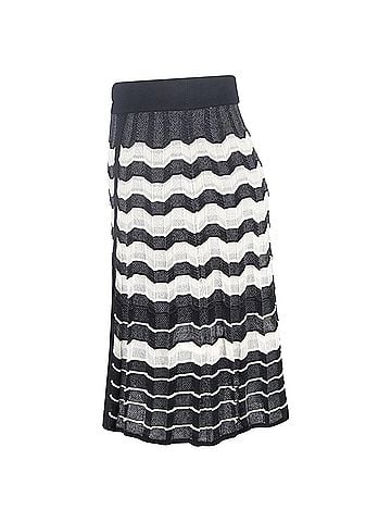Missoni M Missoni Chevron Midi Skirt in Black Viscose (view 2)