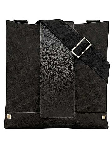 Dunhill Dunhill Sidecar Shoulder Bag (ec-24967) in Brown with PVC and Leather. This men's crossbody sacoche bag features a flap is thin made of brown leather. (view 1)