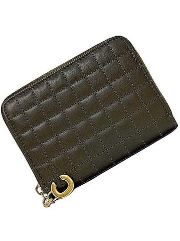 Céline Celine Coin Case ec-25087 Khaki Green Leather Purse S-IE-4188 CELINE C Dark Stitching Women's and Men's (view 1)