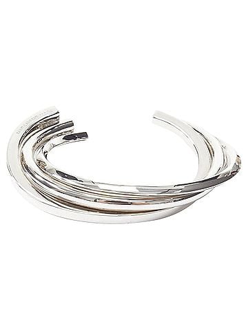 Saint Laurent Saint Laurent Hedi Slimane silver brass architectural triple twist cuff bracelet (view 1)