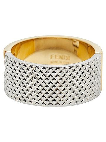 Fendi Fendi FF Logo Ring #M 7AJ774 Gold and Silver Plated Metal Men's FENDI (view 2)