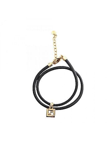 Fendi FENDI FOREVER Bracelet, GP (Gold Plated), Leather, Women's, Gold and Black (view 1)