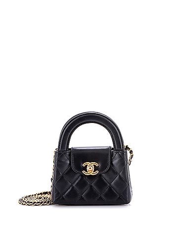 Chanel Kelly Top Handle Shopping Bag Quilted Shiny Aged Calfskin Nano (view 1)