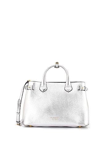 Burberry Banner Tote Leather and House Check Canvas Medium (view 1)