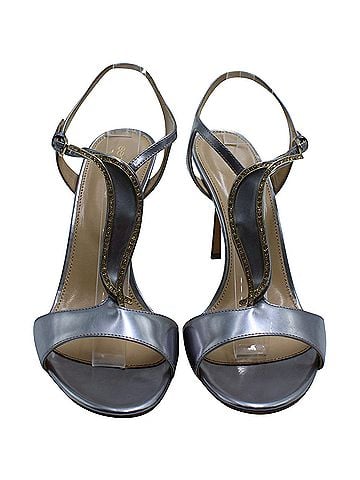 Sergio Rossi Sergio Rossi Crystal Embellished Ankle Strap Sandals in Silver Leather (view 2)