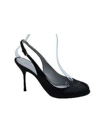 Sergio Rossi Sergio Rossi Peep Toe Slingback Heels in Black Textured Leather (view 1)