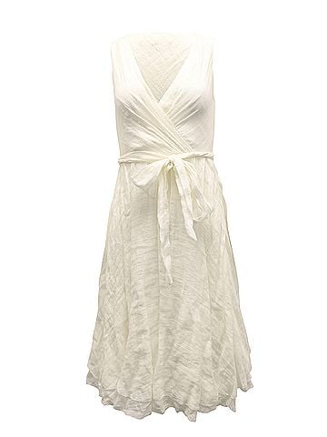 Ralph Lauren Ralph Lauren Summer Dress with Tie Waist in White Linen (view 1)