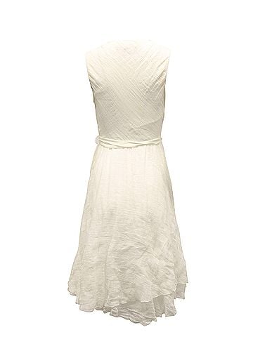 Ralph Lauren Ralph Lauren Summer Dress with Tie Waist in White Linen (view 2)