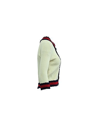 Gucci Gucci Knitted Web-Trim Jacket in Beige Wool (view 2)