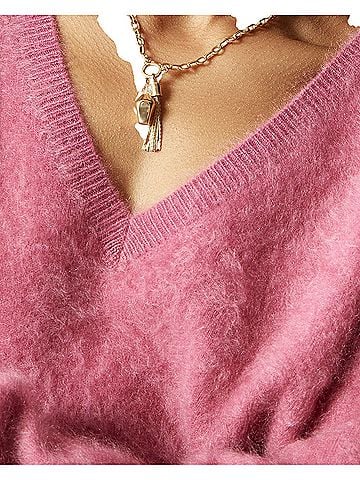 J.Crew Brushed Cashmere V-neck Sweater Vintage Raspberry  Cashmere Pullover Sweater (view 2)