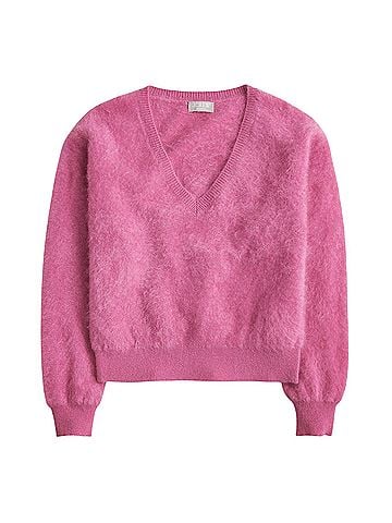 J.Crew Brushed Cashmere V-neck Sweater Vintage Raspberry  Cashmere Pullover Sweater (view 1)
