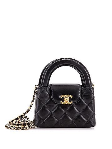 Chanel Kelly Top Handle Shopping Bag Quilted Shiny Aged Calfskin Nano (view 1)