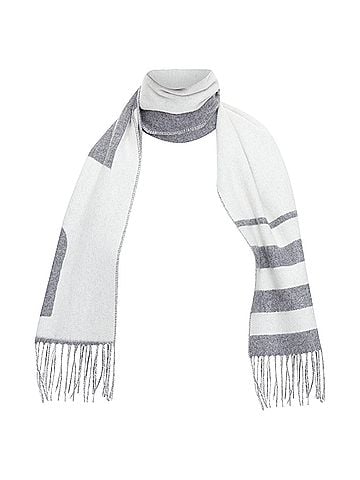 Hermès Hermes cashmere abstract horse head fringe wool scarf (view 1)