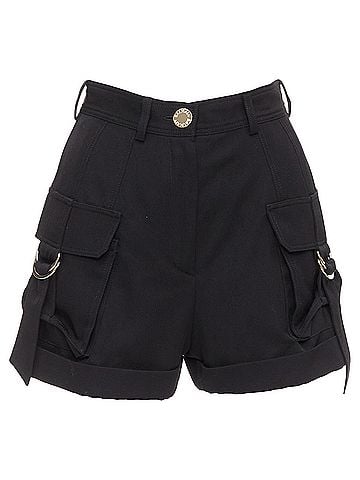 Balmain Balmain wool gold logo button pocketed cargo shorts (view 1)