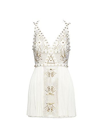 Versace Versace Runway Studded Leather Silk Skirt Mini Dress (view 1)