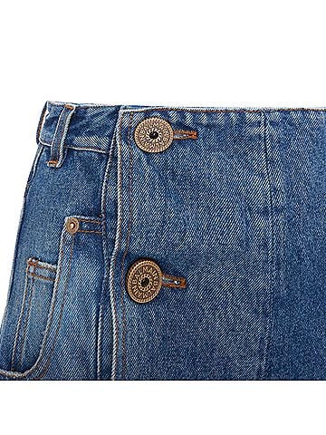 Balmain Balmain Washed Bronze Coin Button High Waisted Denim Shorts (view 2)