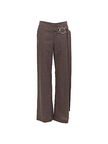 Monse Monse Virgin Wool Checkered Long Gold Belt Wide Leg Pants (view 1)