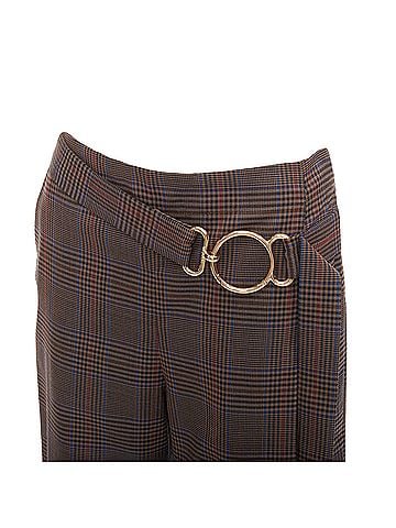 Monse Monse Virgin Wool Checkered Long Gold Belt Wide Leg Pants (view 2)