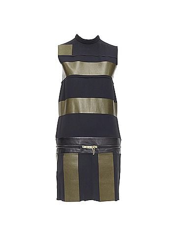 Céline Celine Phoebe Philo Leather Silk Stripe Dress (view 1)